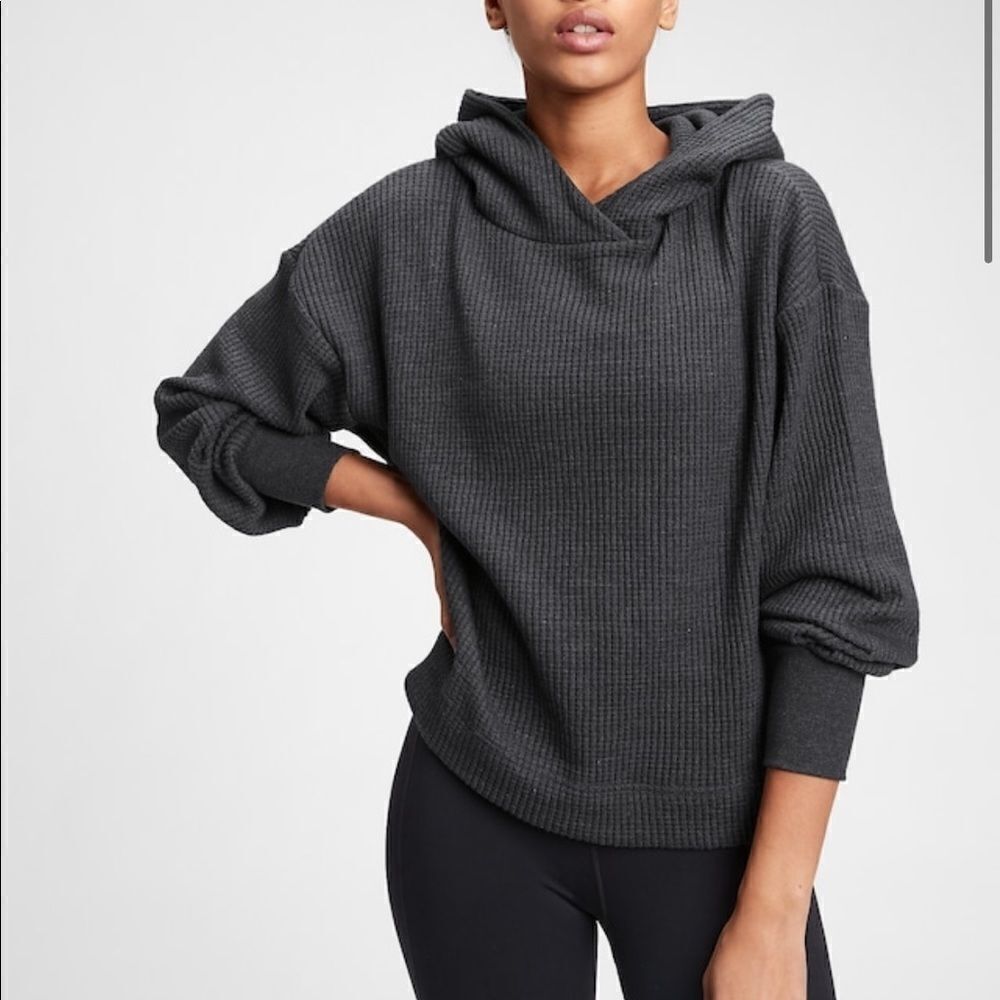 Gap Waffle Knit Hoodie Black